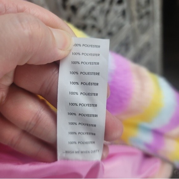 Daisy Street Curve Pastel Rainbow Striped Zipped Faux Fur Jacket with Pockets - Picture 7 of 9